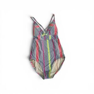 Vineyard Vines Striped One Piece Adjustable Straps Striped Swimsuit XS